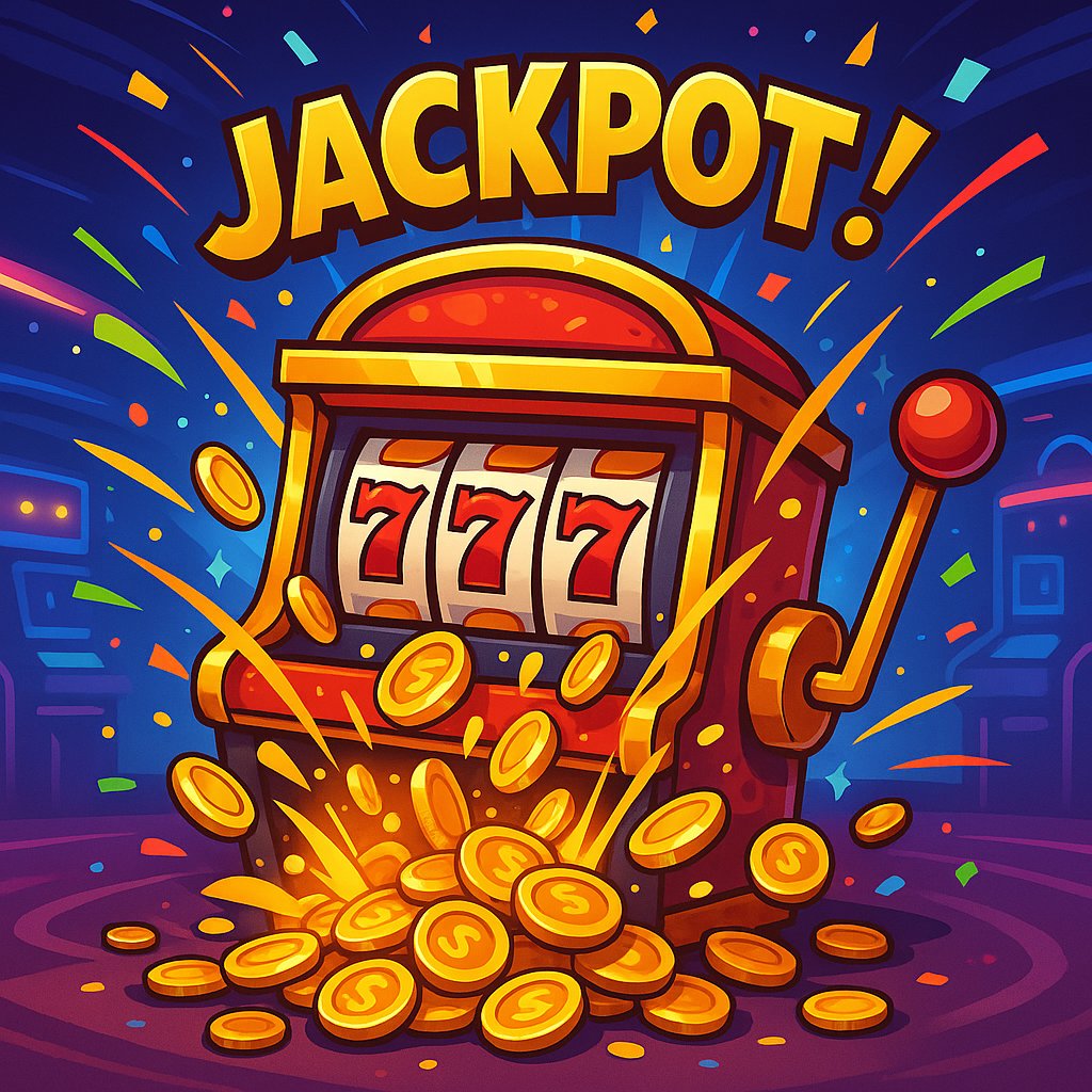 Casino-style slot interface concept with cool blue responsible browsing cues